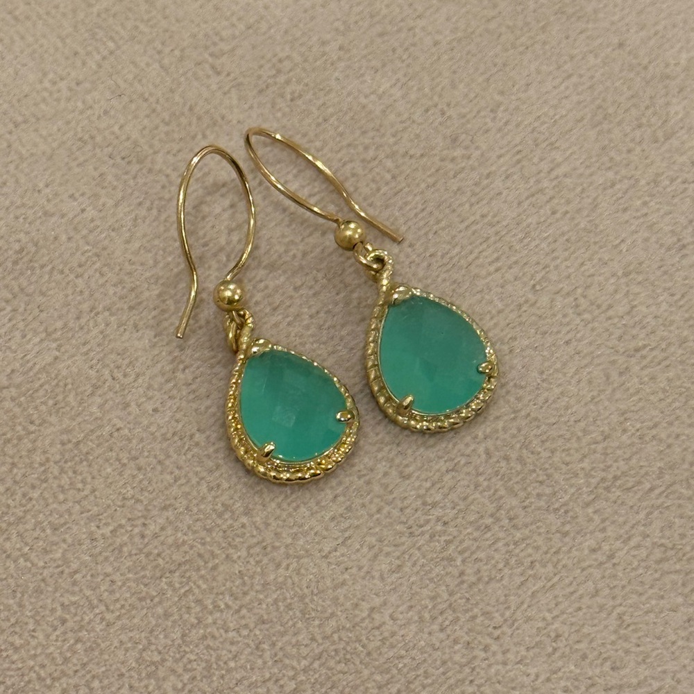 Elegant Gold and Teal Teardrop Earrings